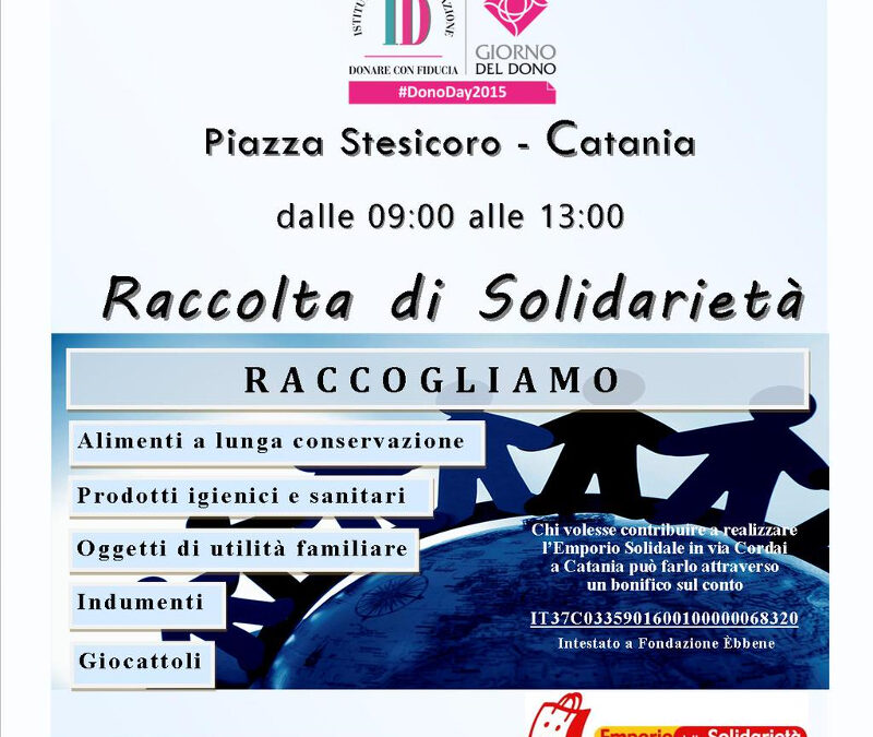 Eris partner del “Giorno del dono”: il 4 ottobre appuntamento in piazza Stesicoro a Catania