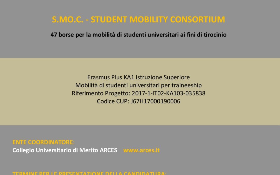Eris partner del progetto S.MO.C.: 47 borse per la mobilità di studenti universitari con Erasmus+