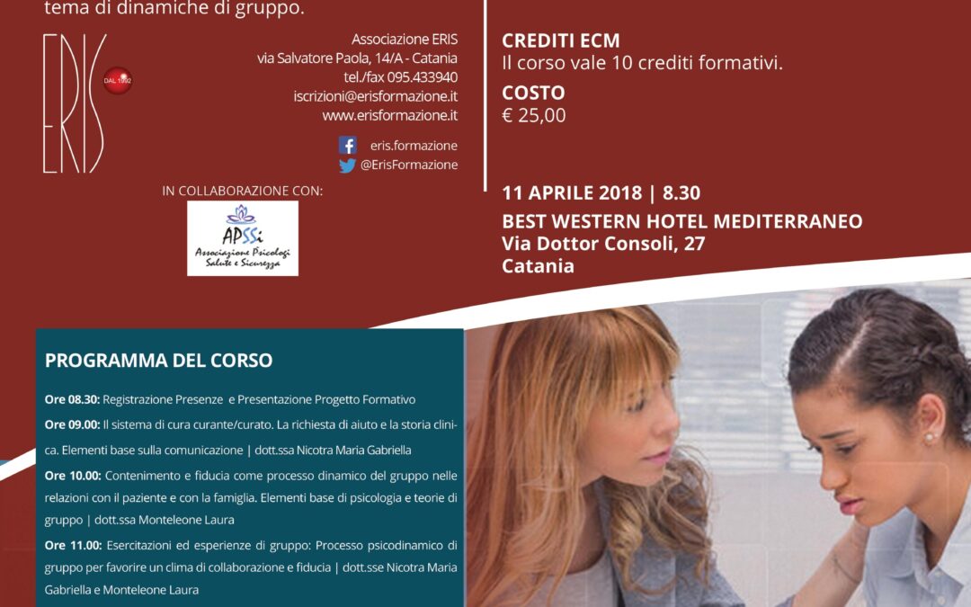 Gruppi e comunicazione nei contesti socio-sanitari (ECM) | anno formativo 2018