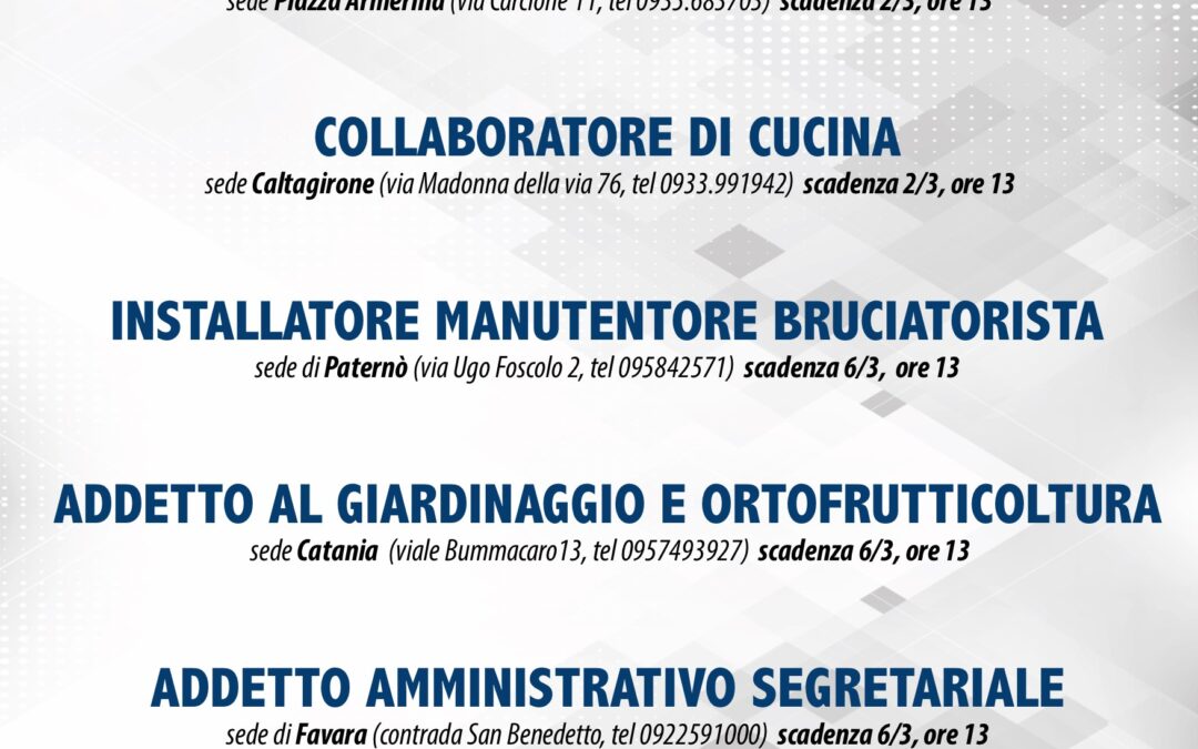 Avviso 2/2018 – I corsi attivi, i posti disponibili e le sedi