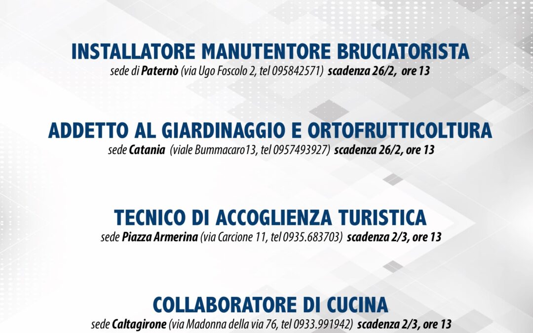 Avviso 2/2018 – I corsi attivi, i posti disponibili e le sedi