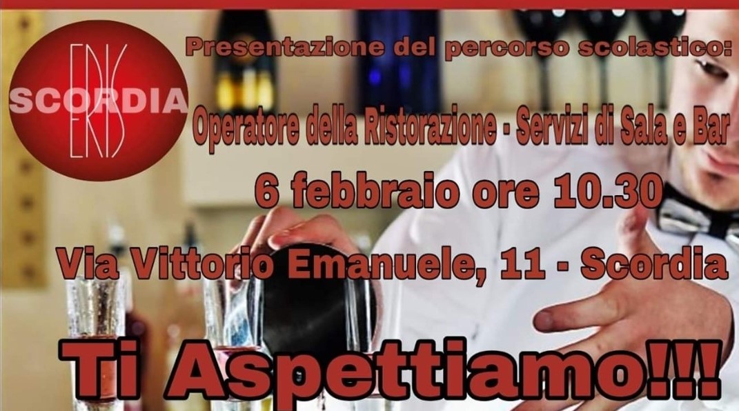 Domani nella sede di Scordia, la presentazione del  “Corso di operatore della ristorazione – Servizi di Sala e Bar”