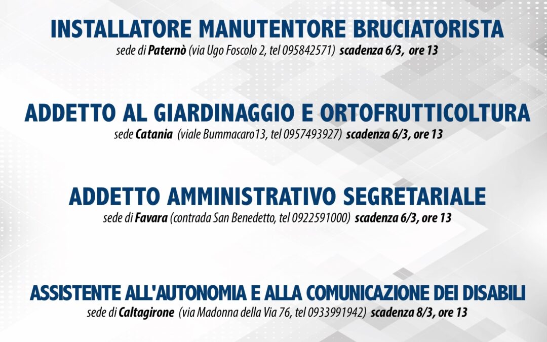 Avviso 2/2018 – I corsi attivi, i posti disponibili e le sedi